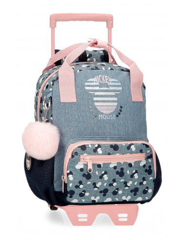 MOCHILA ADAP.27CM. C/CARRO MICKEY DENIM